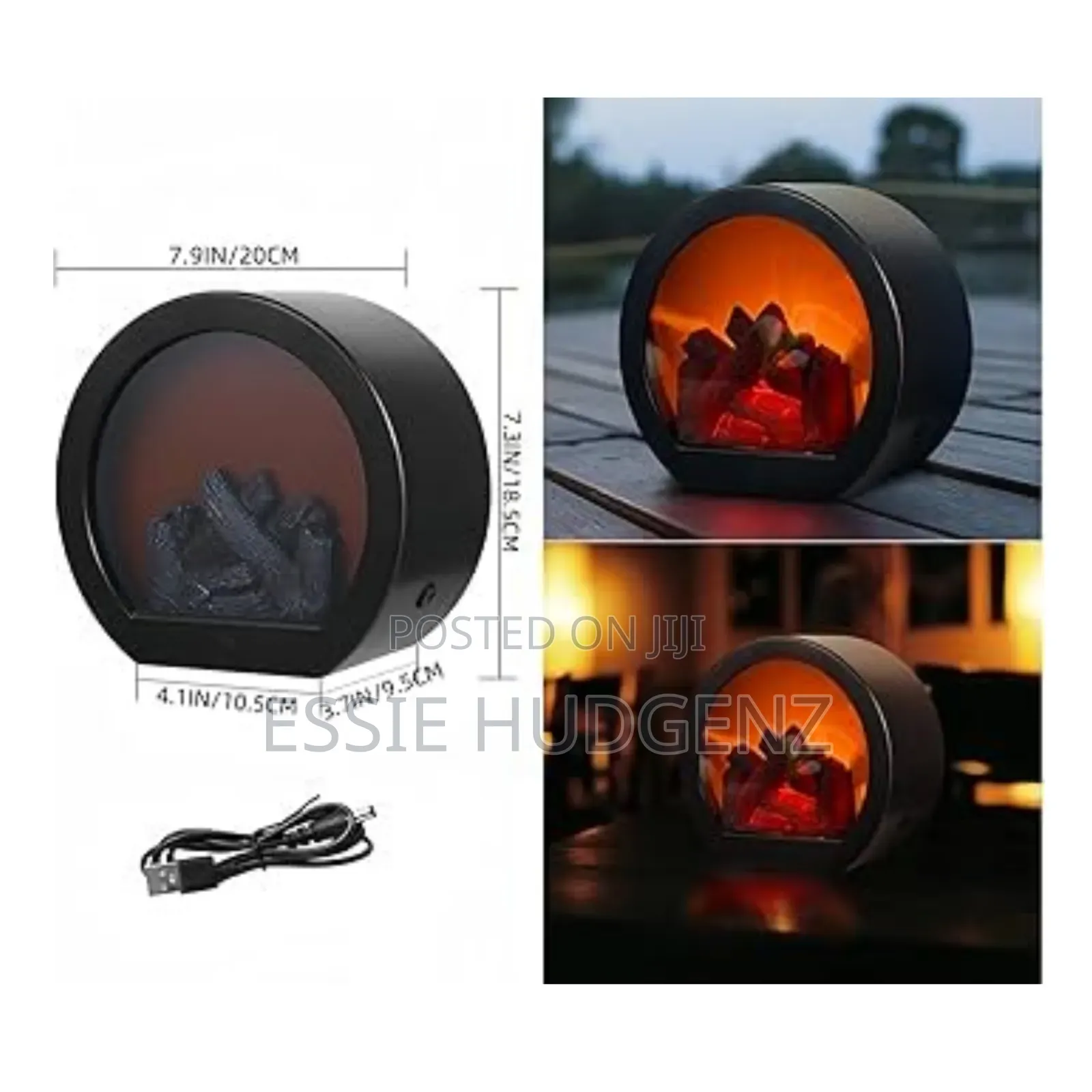 Decorative Led Fireplace Lantern With A Simulation Log Flame Effect.
