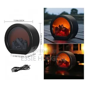 Decorative Led Fireplace Lantern With A Simulation Log Flame Effect.
