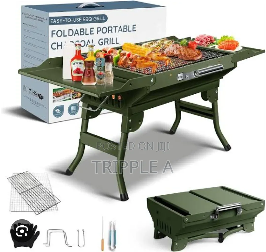 Portable Green Foldable Charcoal BBQ Grill