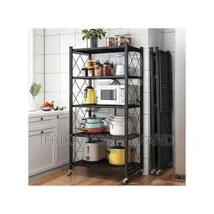 5 Layers Foldable Strong and Moveable Storage Kitchen Rack