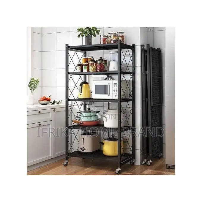 5 Layers Foldable Strong and Moveable Storage Kitchen Rack