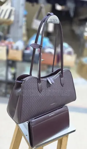 Beige Woven-Texture Top Handle Handbag and Wallet Set