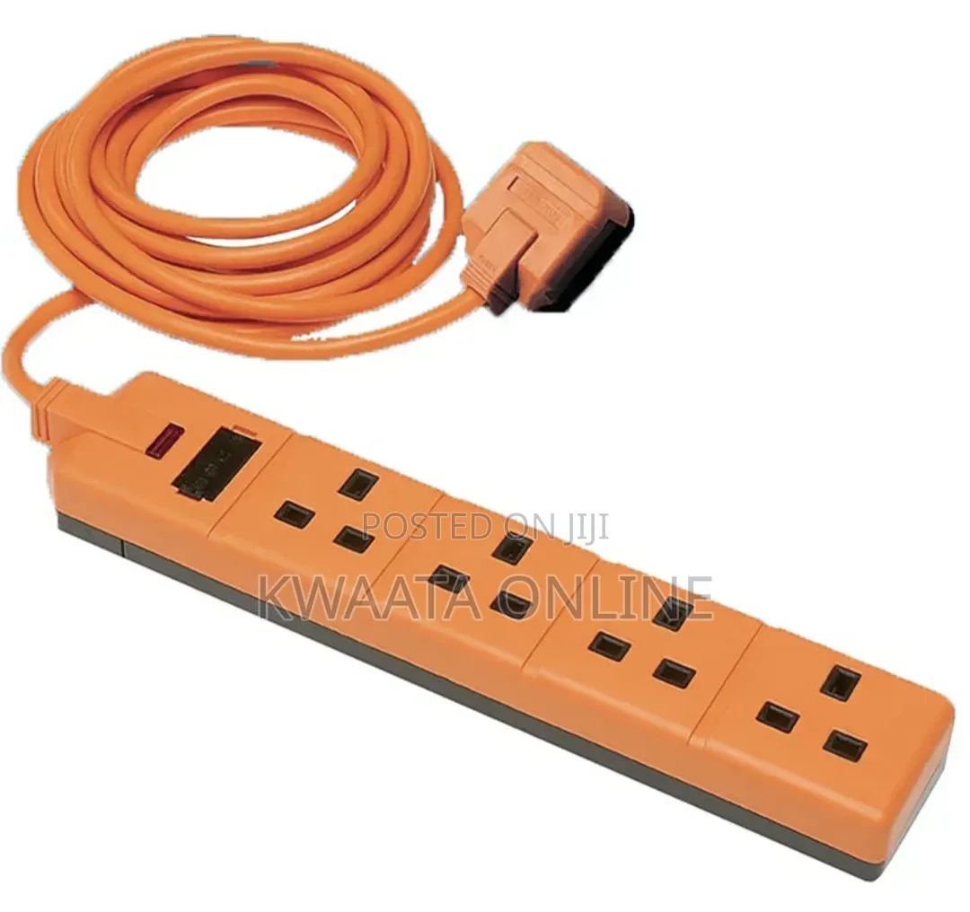 Four Way Rubber Socket Extension 4m, Led Power Indicator, Unswitched