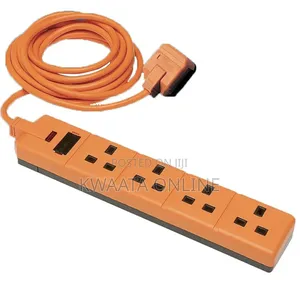 Four Way Rubber Socket Extension 4m, Led Power Indicator, Unswitched