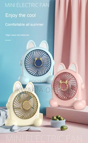 Usb Small Portable Table Fan Cute Cat Ear Abs Two Levels