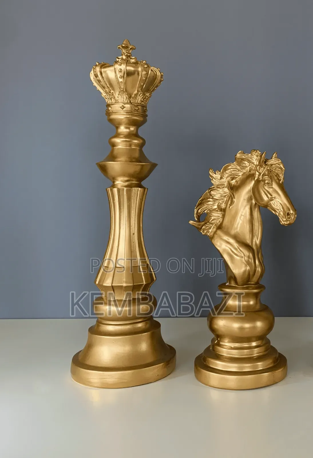 2 Piece Gold Decorative Chess Figurines/Sculptures