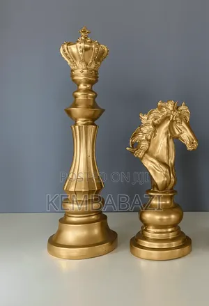 2 Piece Gold Decorative Chess Figurines/Sculptures