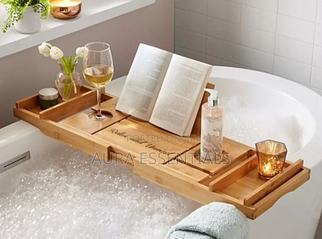 Expandable Bamboo Bathtub Caddy Tray