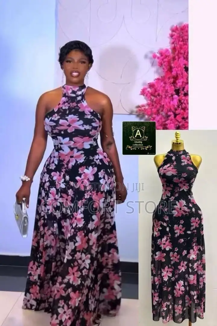 Flowers Arm Less Long Dresses