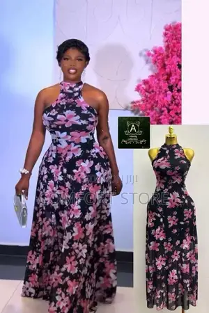 Flowers Arm Less Long Dresses