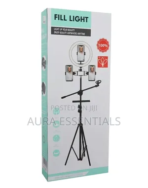 Ringlight With Stand and Microphone Stand Set Up