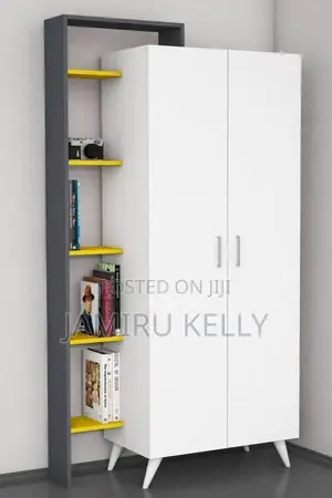 Designer 2-Door Closet With Side Shelf Unit – Elegant Home Furniture