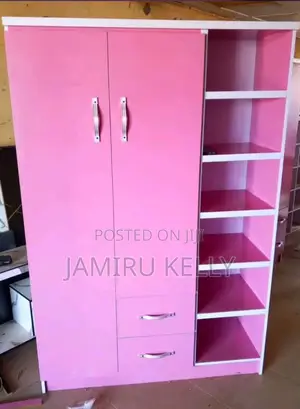 Fashionable Hot Pink Wardrobe Unit – Multi-Storage Elegant Design
