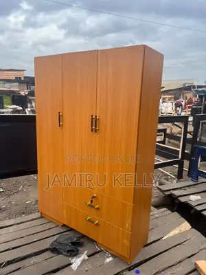 Solid Wood-Style Brown Wardrobe