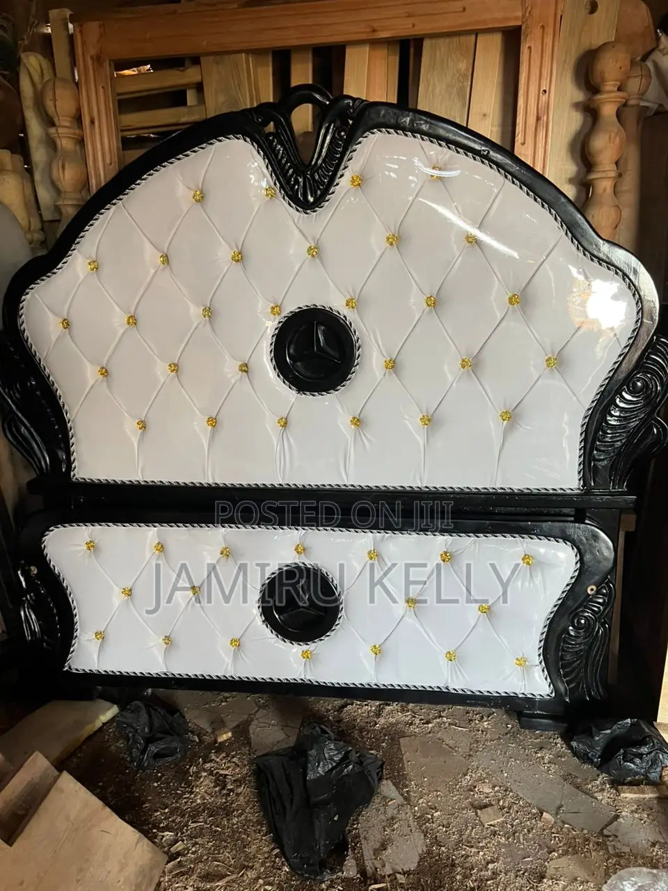 Monochrome Majesty Black White Buttoned Bed