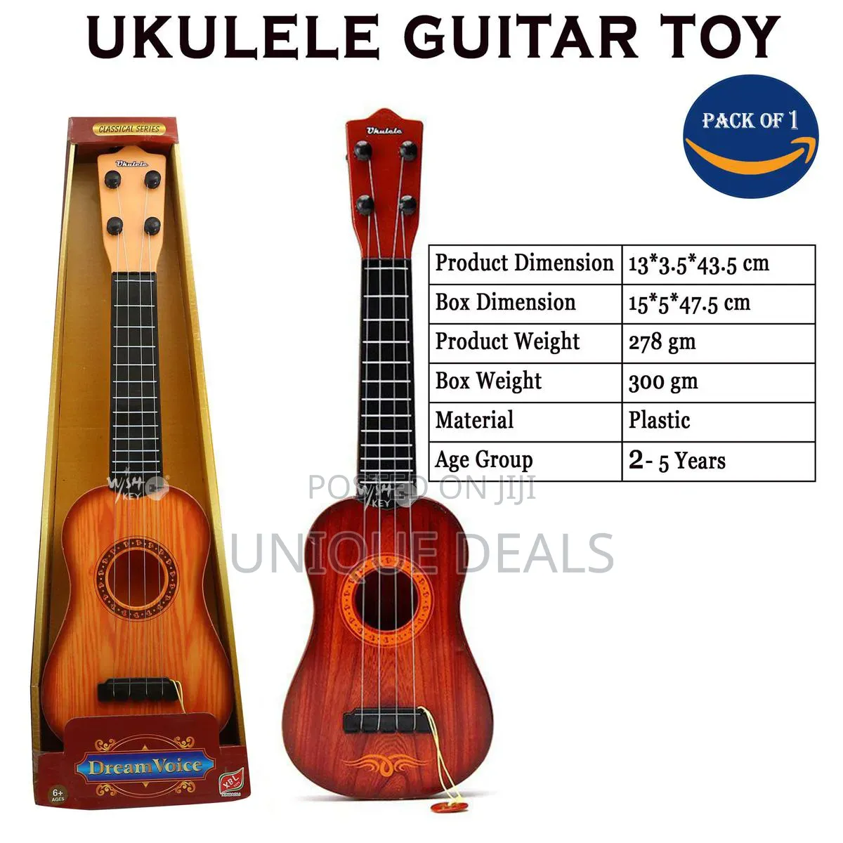 17" 4 String Acoustic Learning Guitar Toy for Kids