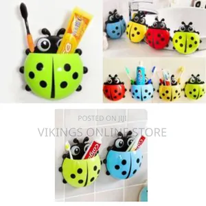 Ladybird Wall Mount Toothbrush Holder Storage Organizer Rack-green