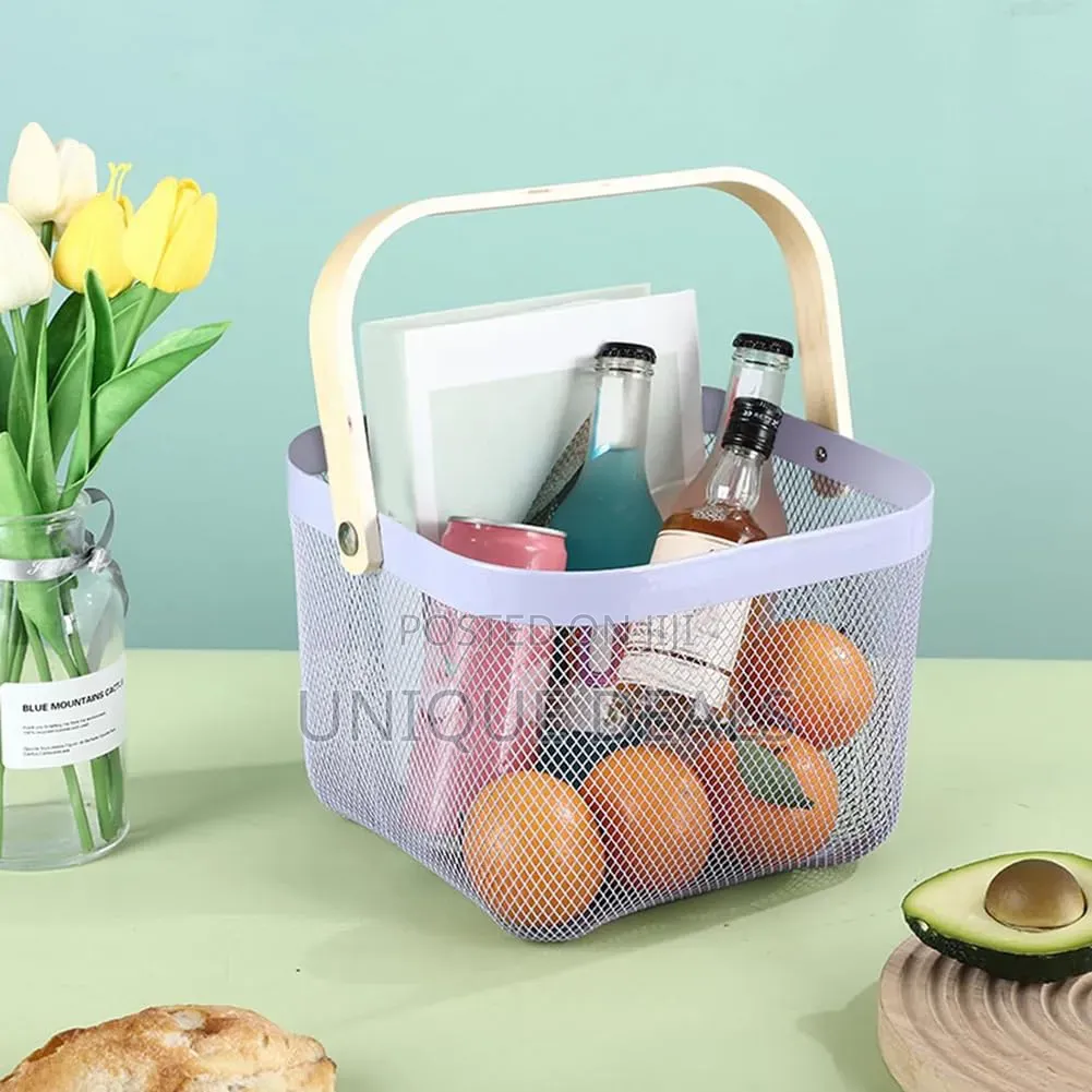 Metal Mesh Steel Basket, Storage Organizer Basket