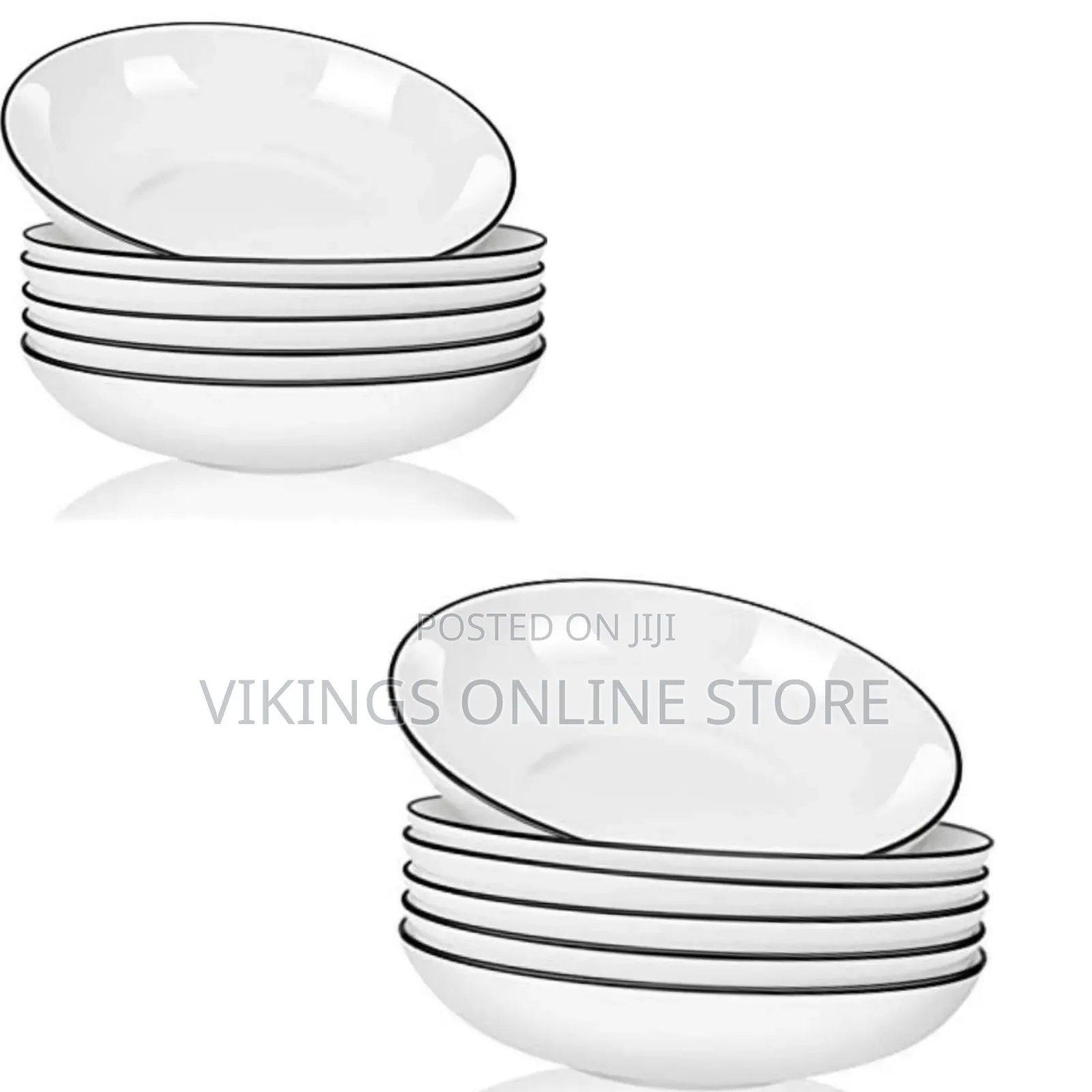 6 Pieces of Deep Soup Dinner Plates Bowls, White