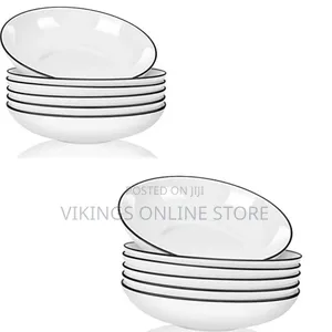 6 Pieces of Deep Soup Dinner Plates Bowls, White