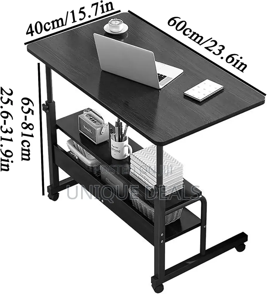Laptop Table With Wheels, Adjustable Laptop Stand Desk
