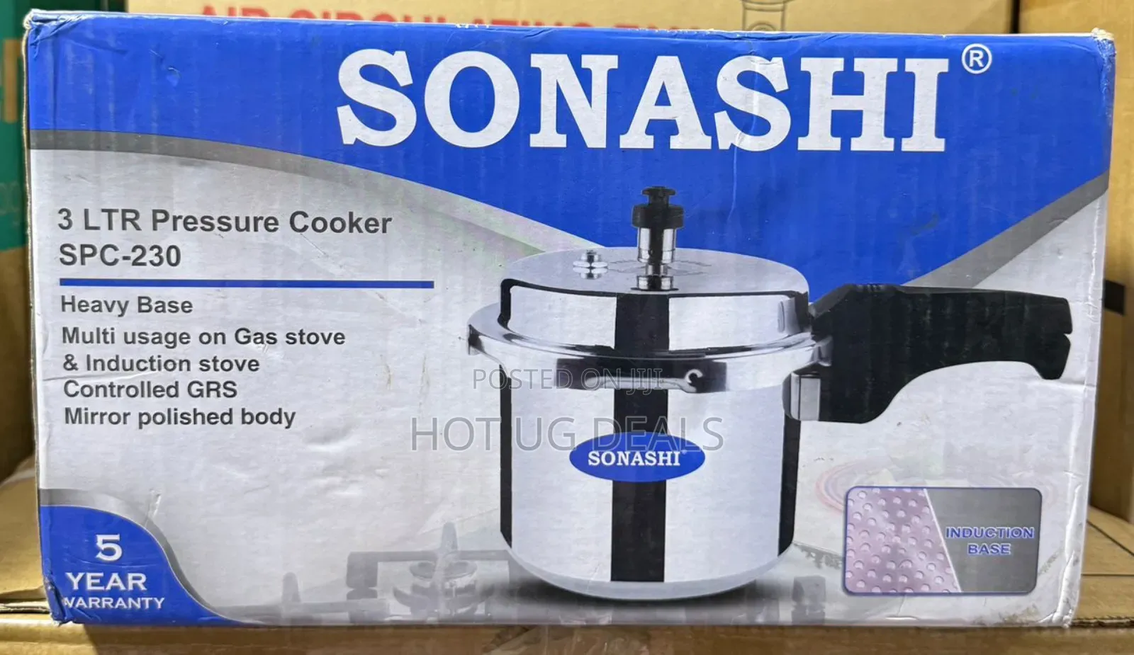 Sonashi 3ltr Pressure Cooker Heavy-Base Aluminium SPC-230- Silver