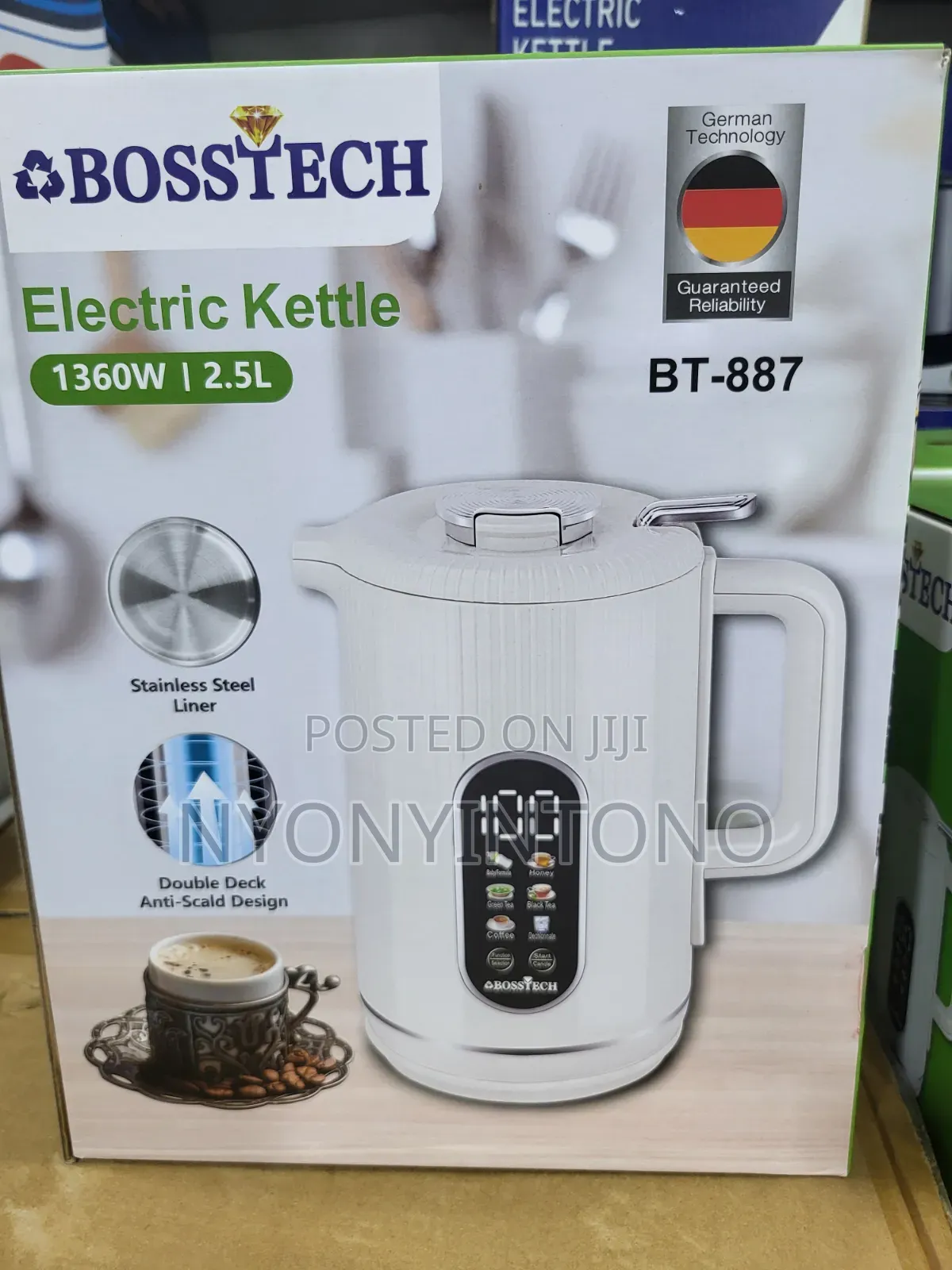 Bosstech 2.5 Liters Automatic Cordless Electric Smart Kettle