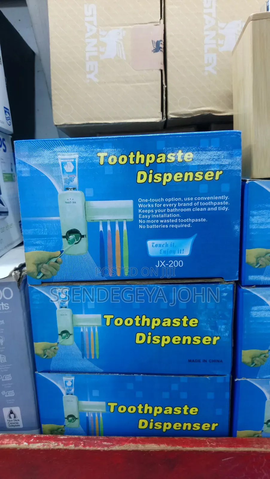 Jx-200 Automatic Toothpaste Dispenser and Toothbrush Holder Set.
