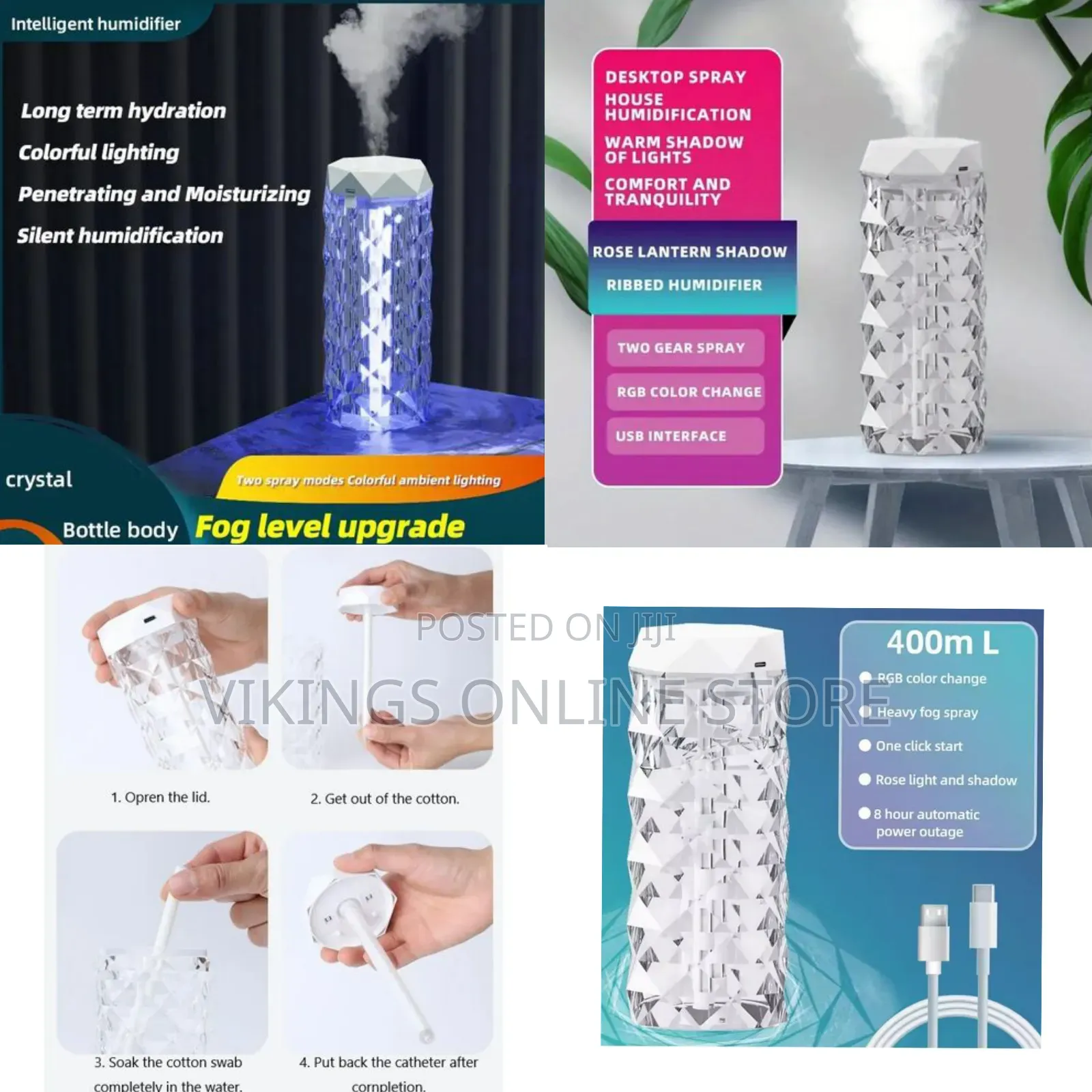 400ml Multi-Color Atmosphere Light Multi-Purpose Humidifier