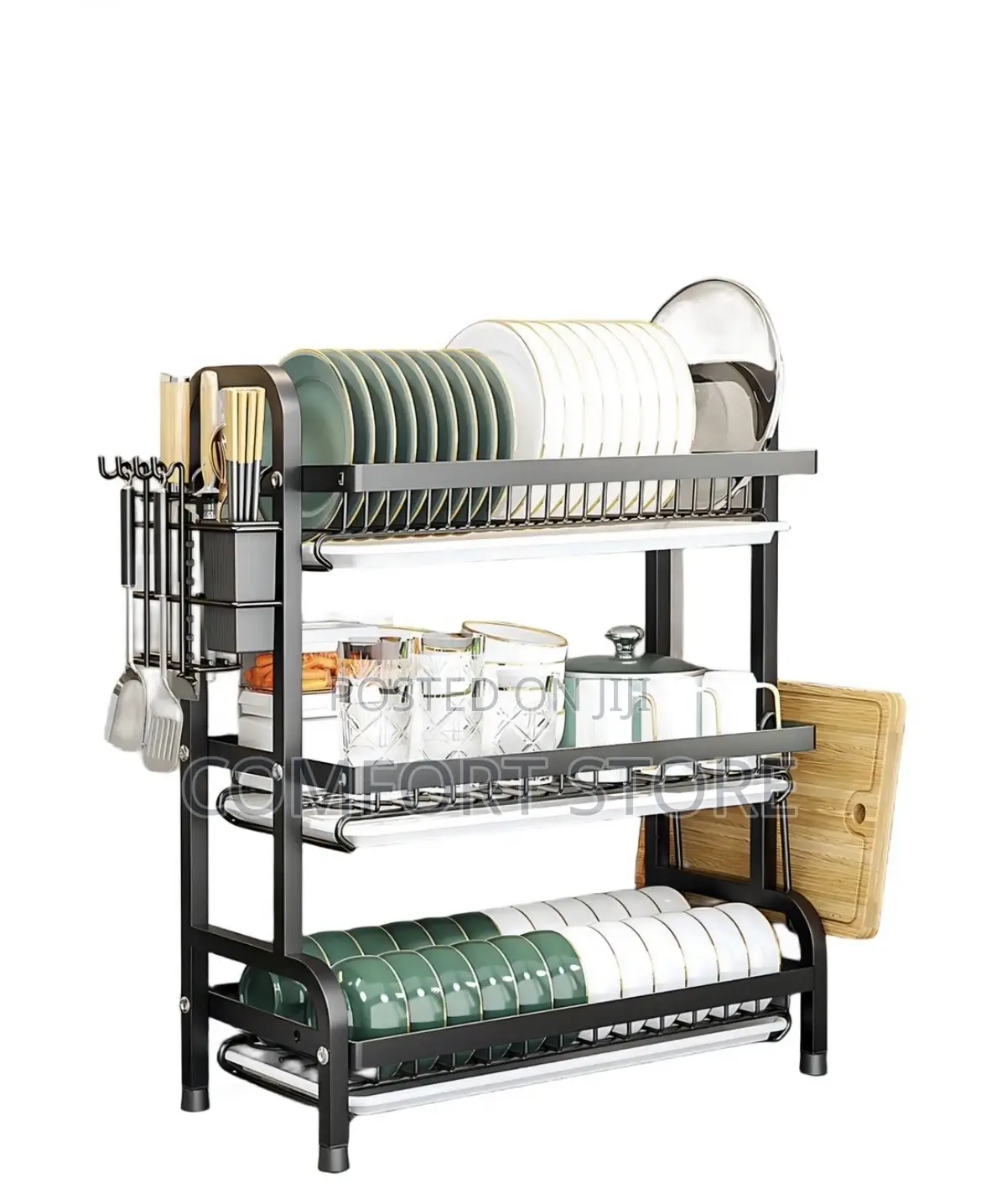 3 Layers Metallic Kitchen Dish Rack