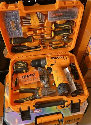 Ingco 12v Cordless Drill With a 129-Piece Tool Set.