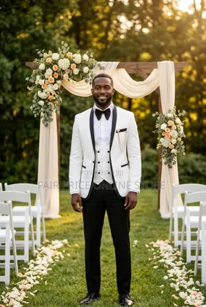 Good Quality Men White Wedding Suit / Unique Prom Party Suit