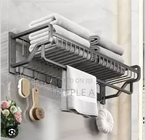 Aluminum Matte Black Wall Mountable Towel Rack