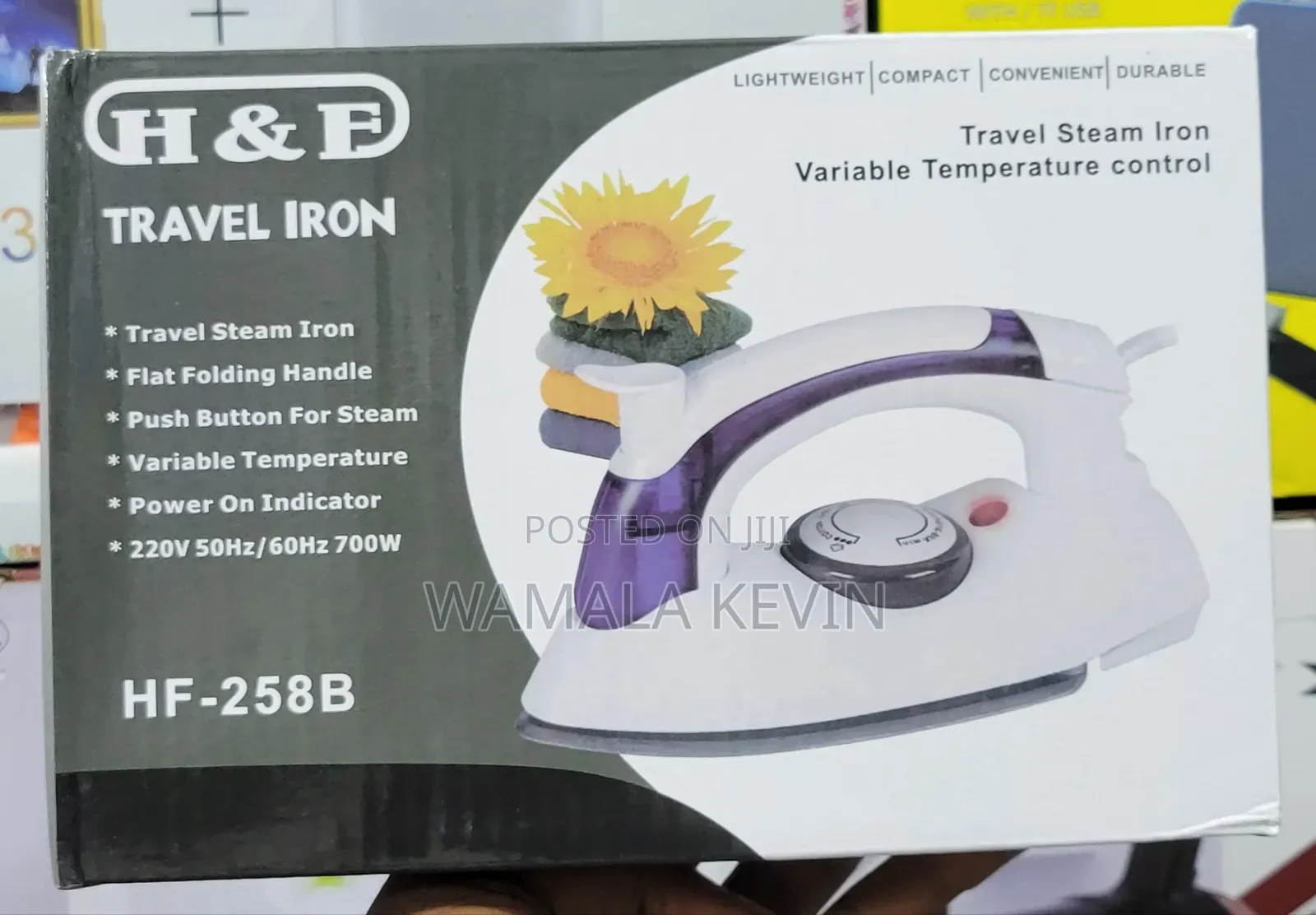 Travel Iron With a Foldable Hundle