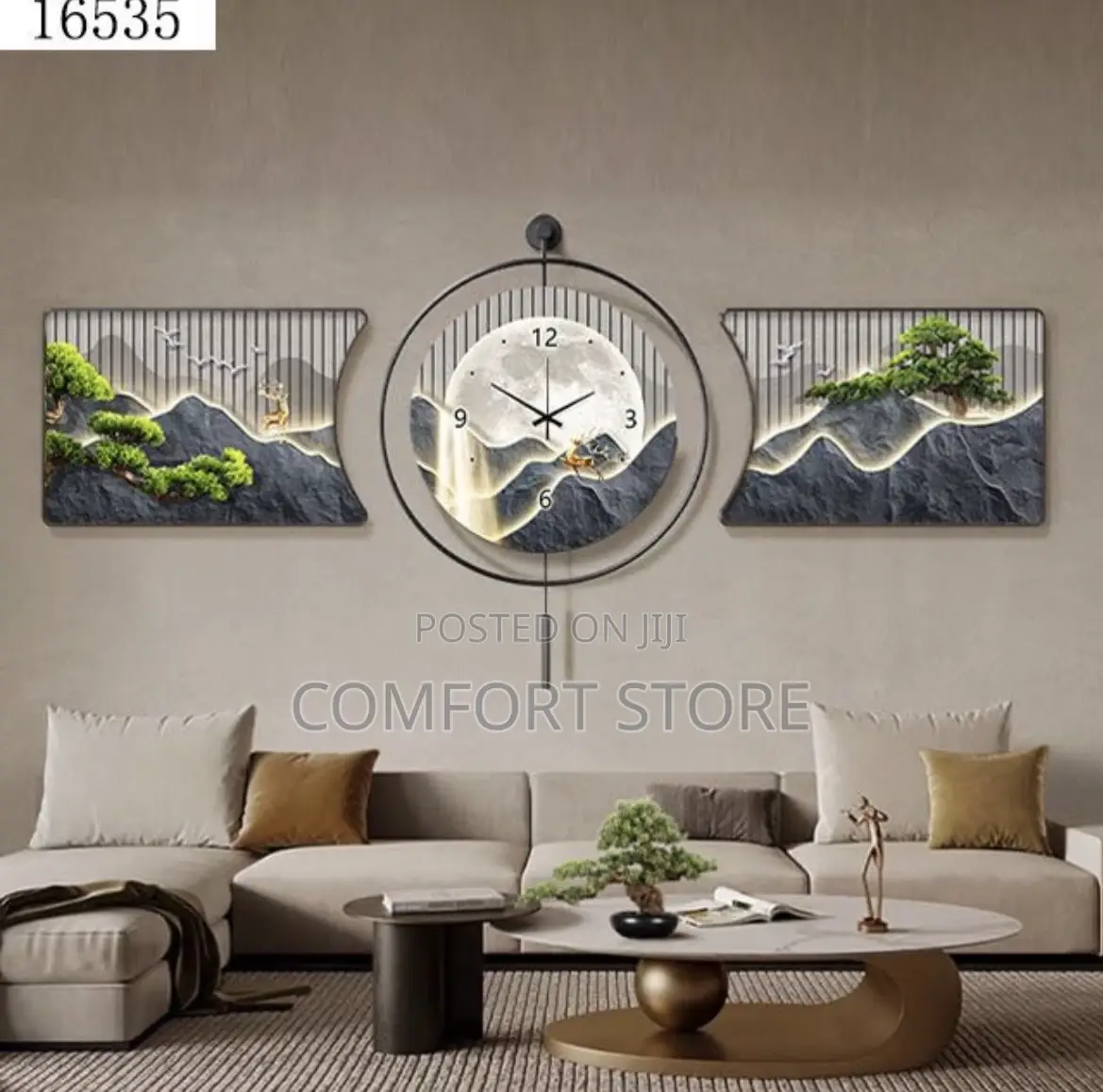 3in 1 Wall Design With Wall Clock