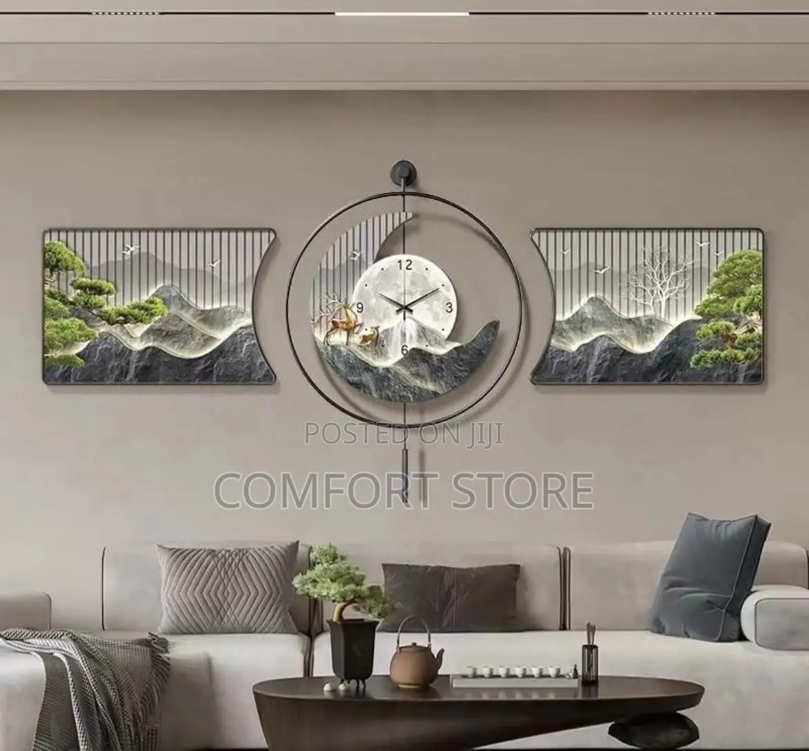 3in 1 Wall Design With Wall Clock