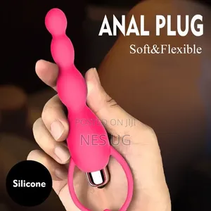 Vibrating Beaded Anal Butt Plug - Pink