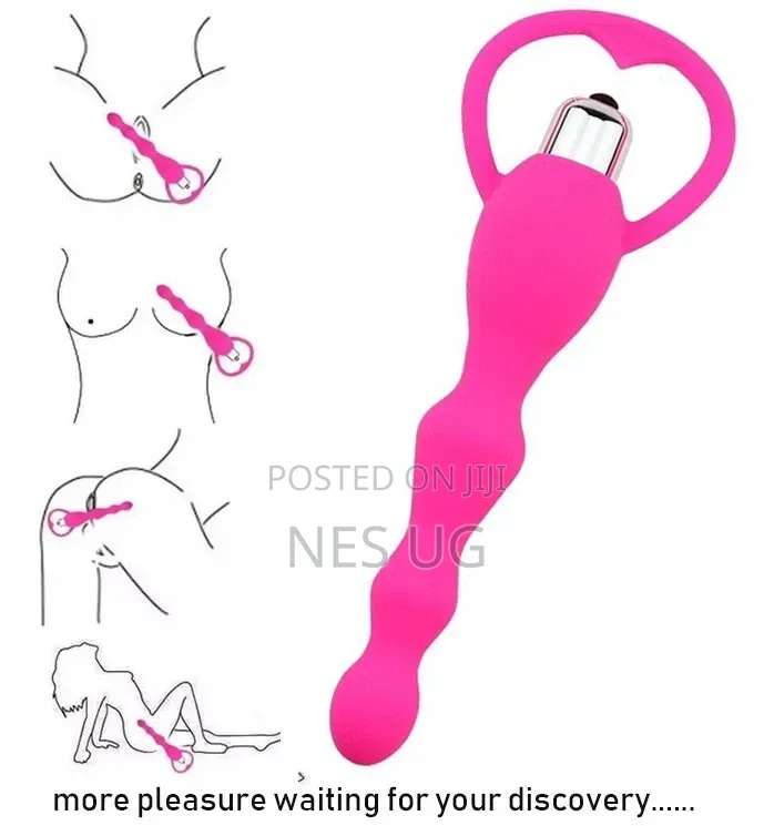 Vibrating Beaded Anal Butt Plug - Pink