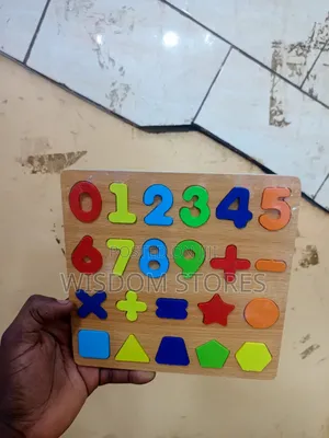 Wooden Numbers and Shapes Puzzle Board