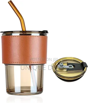 Coffee Cup Sipper Glass With Straw