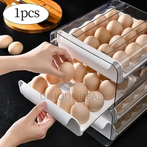Egg Holder Tray Holds 32 Eggs 2 Layers Refrigerator Egg Organizer