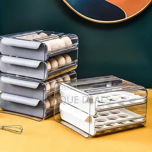 Egg Holder Tray Holds 32 Eggs 2 Layers Refrigerator Egg Organizer
