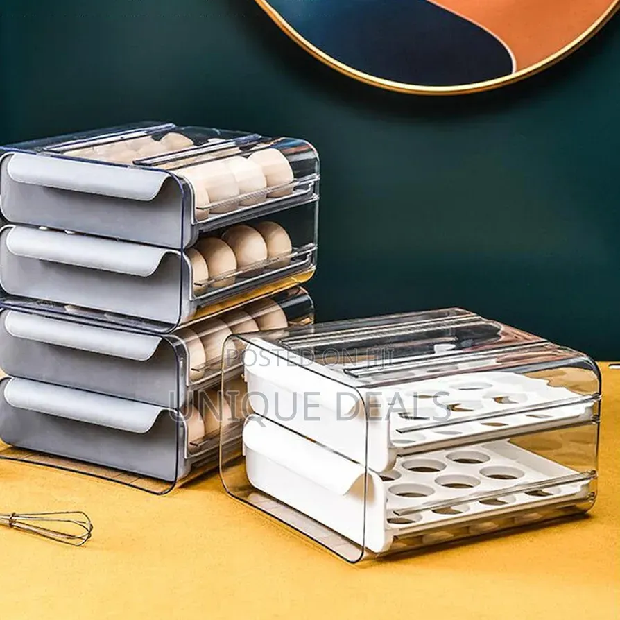 Egg Holder Tray Holds 32 Eggs 2 Layers Refrigerator Egg Organizer