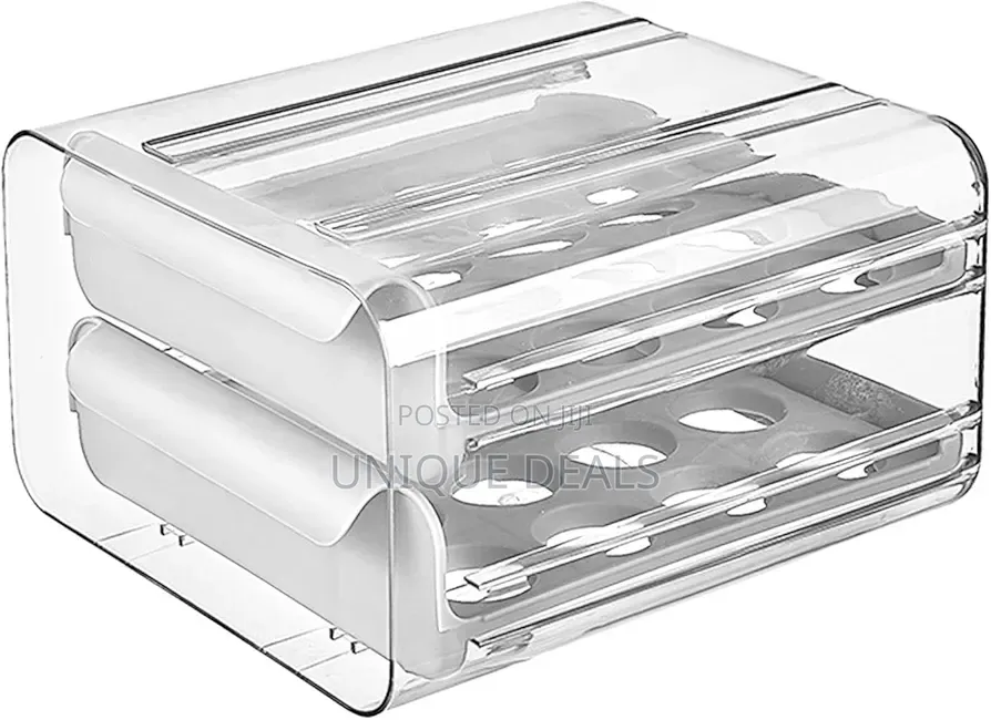 Egg Holder Tray Holds 32 Eggs 2 Layers Refrigerator Egg Organizer
