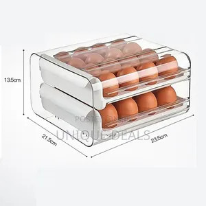 Egg Holder Tray Holds 32 Eggs 2 Layers Refrigerator Egg Organizer