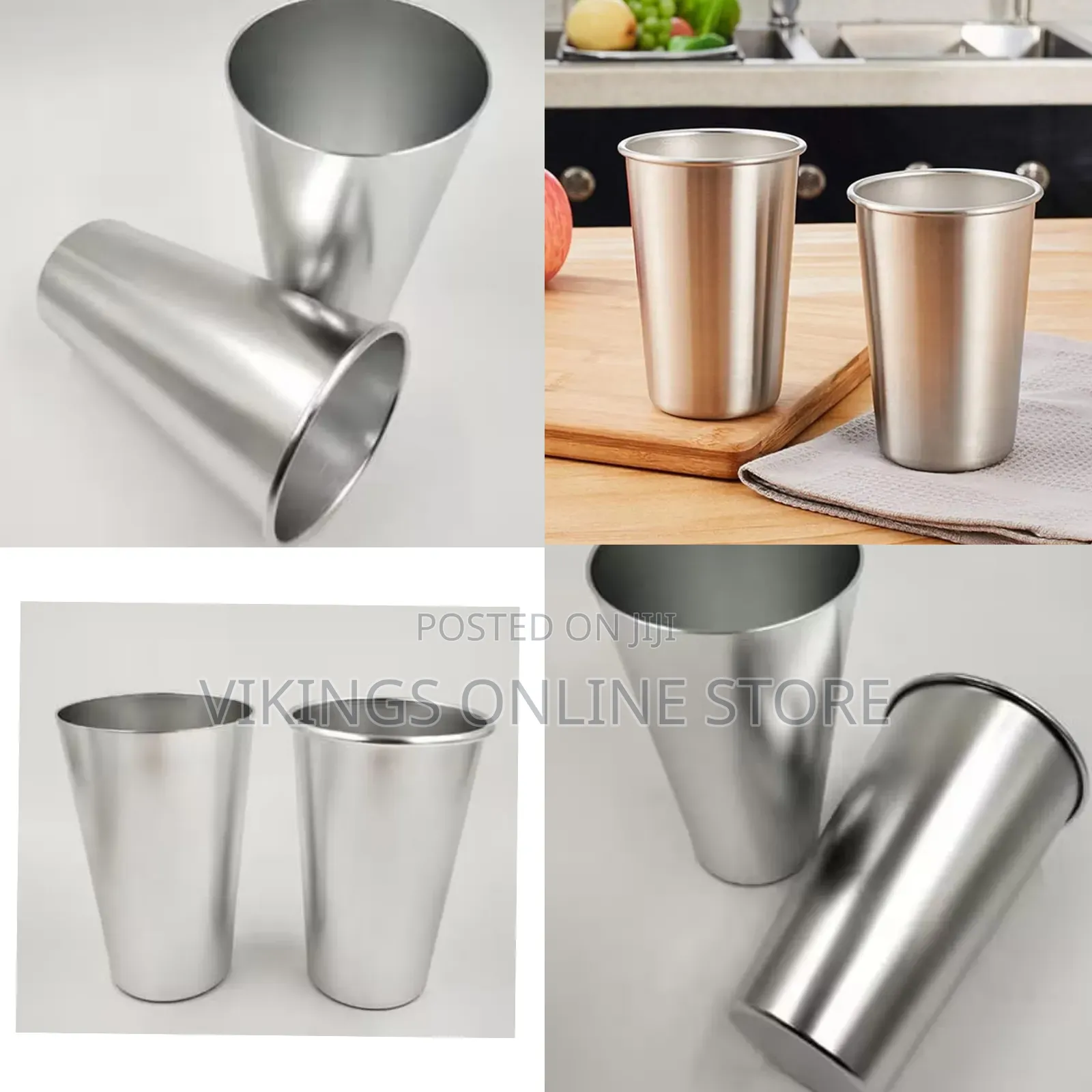 12 Pack 400mls Stainless Steel Pint Cups Water Glass