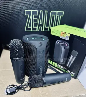 Portable Wireless Speaker With Microphones.