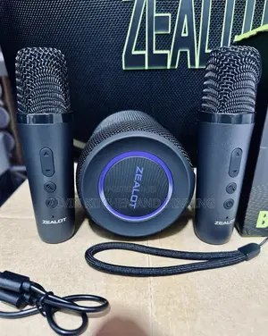 Portable Wireless Speaker With Microphones.