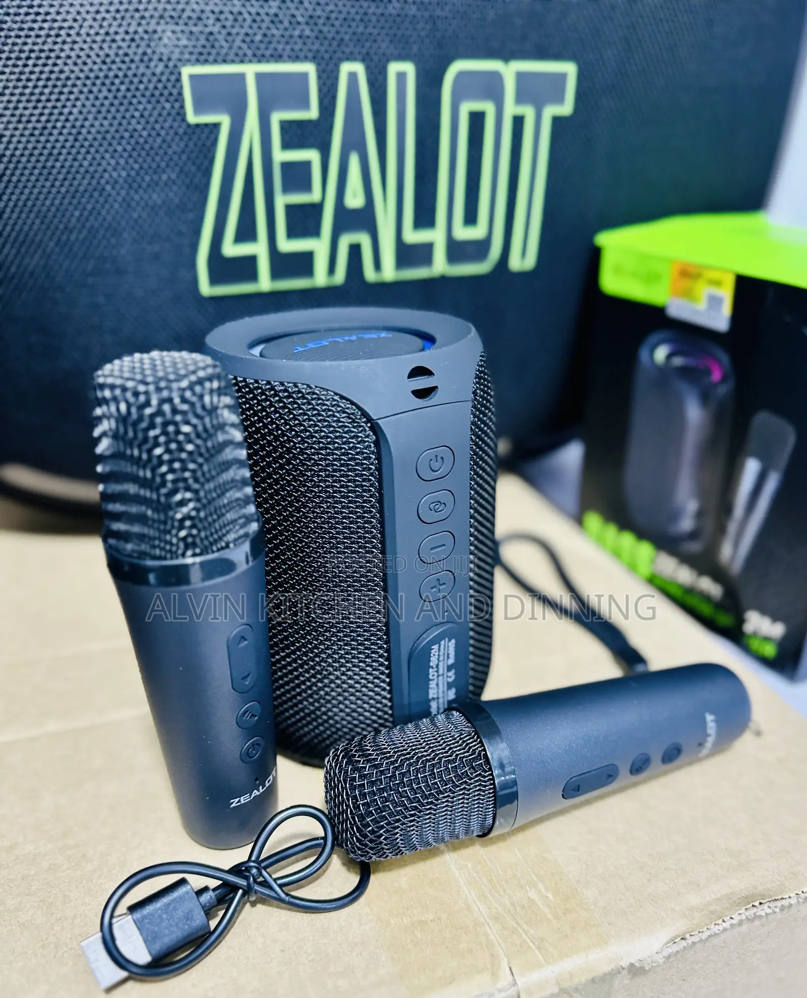 Portable Wireless Speaker With Microphones.