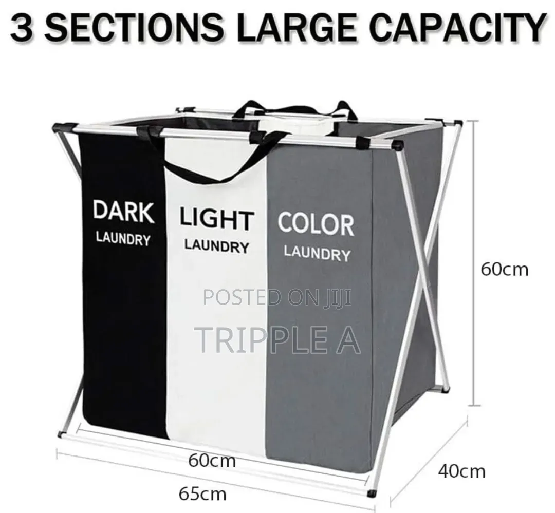 Multi- Color 3 Grid Foldable Laundry Basket